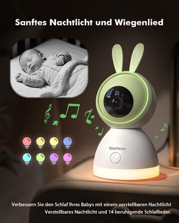 Дитячий відеоняня YESIMOM з камерою 1080P HD, PTZ 360°, Wi-Fi, монітор 4.3