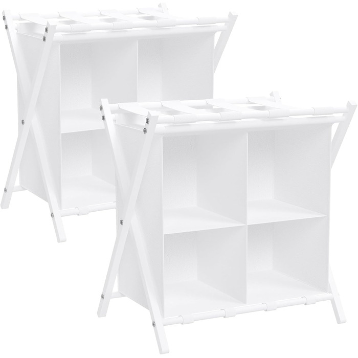 aboxoo 2-Pack Luggage Rack with Storage, Guest Room, Folding, Holds up to 54.4 kg, Space-Saving Suitcase Racks for Guest Rooms, Bedrooms, Hotel, Black (White, 2 Pieces)