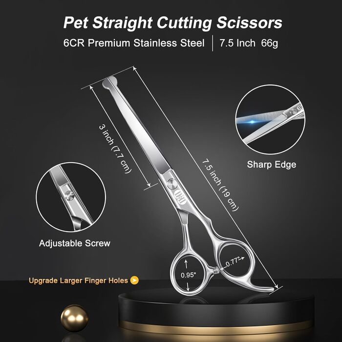 CIICII 10-in-1 Professional Dog Grooming Scissors Set with Round Tip - Pet Hair Trimmer for Dogs & Cats