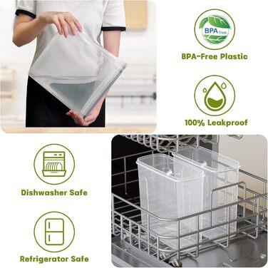 Набір контейнерів для зберігання Withosent 24 шт. з кришкою, пластикові, для продуктів, зерна, мюслі, з етикетками та ложкою (2L 1.6L 0.8L)