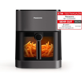Аерофритюрниця Panasonic NF-CC500SXE з оглядовим вікном, 5 л, 80–200°C, цифровий таймер, LCD-дисплей, м'яка подача пари, 11 програм, легке очищення, матовий сірий