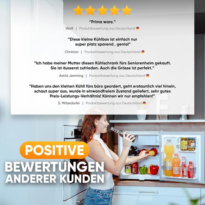 Міні-холодильник Stillstern E 45 л з автоматичною відтавкою, замком, морозильною камерою, тихий, для кухні, офісу, спальні, готелів та маленьких квартир. Холодильник міні, мінібар R600A, срібний