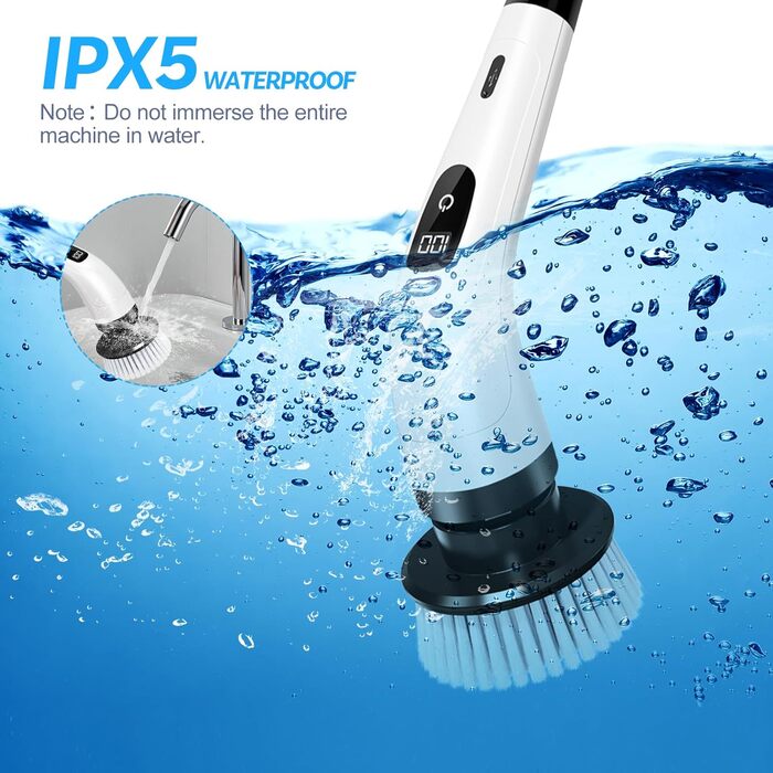 Electric Cleaning Brush, Battery-Powered Cleaning Brush, Electric Cleaning Brush for Bathroom, Electric Scrub Brush, with 8 Interchangeable Drill Brush Heads