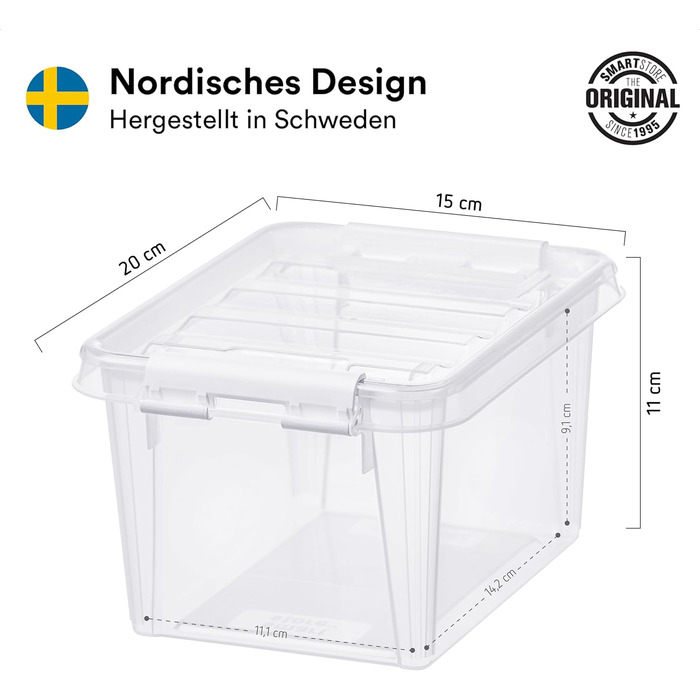 SmartStore - 10x Storage Box with Lid Classic 2L (21x17x11cm) | Stackable Box with Lid | Food-Safe Plastic Box | Plastic Box with Lid & Reinforced Corners | 10-Year Warranty (1.5L)