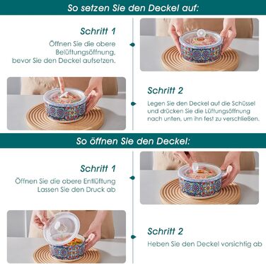 Набір супових та салатних тарілок Vancasso (4 шт.) з кришкою, кераміка, 1080 мл