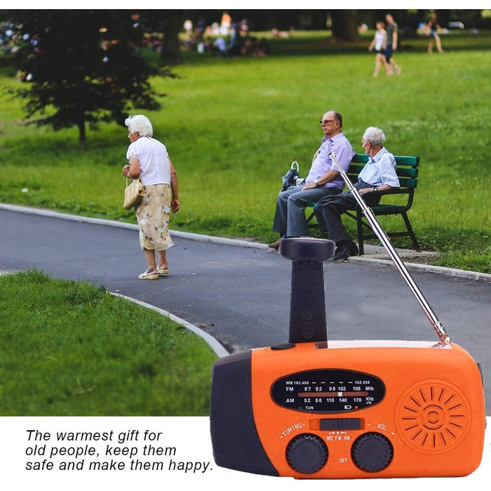 Радіо Solar Radio: портативне радіо з ручним приводом, динамо, AM/FM, 2000mAh Powerbank, ліхтарик LED, зарядка USB для мобільного телефону, для кемпінгу та відпочинку на природі, оранжевий колір
