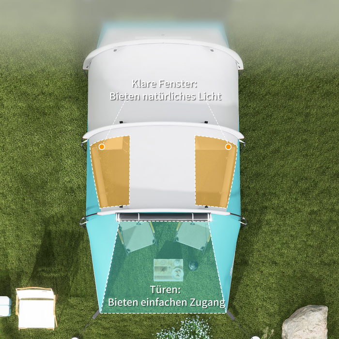 Намет Outsunny Tunnelzelt на 5 осіб, 180H x 460L x 230W см, стійкий до УФ-випромінювання, з кілками, відтяжками, сумкою для перенесення, водовідштовхувальний, Синій | Aosom