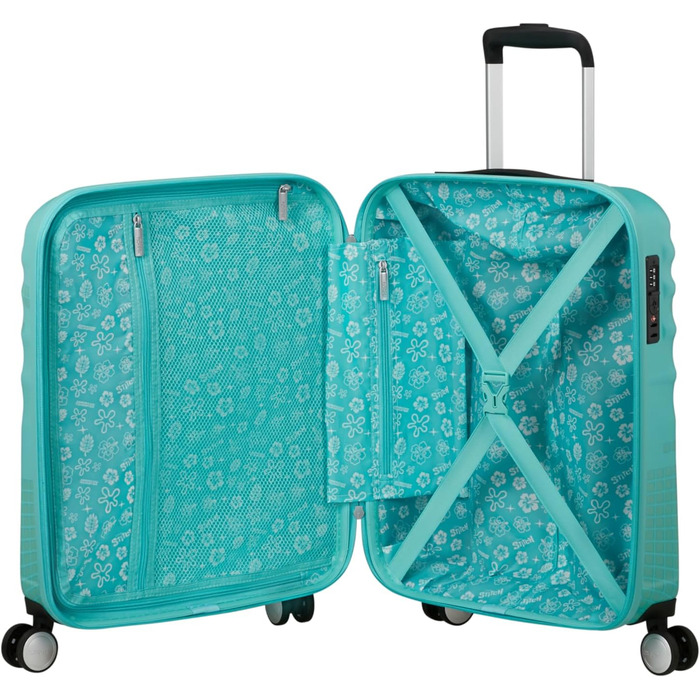 Чемодан American Tourister Wavebreaker Disney FL Spinner L, 77 см, 96 л, коліщата, Disney Stitch Flower, матове покриття