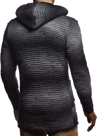 Чоловічий светр Leif Nelson з капюшоном та блискавкою - тепла в'язана куртка-світшот, кардиган для зими (XL, Чорний Антрацит)