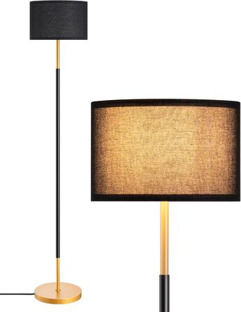 Стійка лампа EDISHINE для вітальні, 160 см, арка, з вимикачем на ніжці, включає LED-лампу E27 (6W, 2700K), абажур з чорного льону, сучасна лампа для спальні