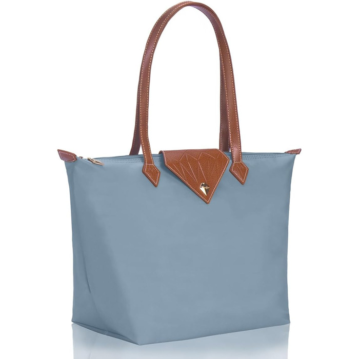 Сумка жіноча велика шопер водонепроникна через плече чорна для роботи, подорожей, покупок (блакитна, L)