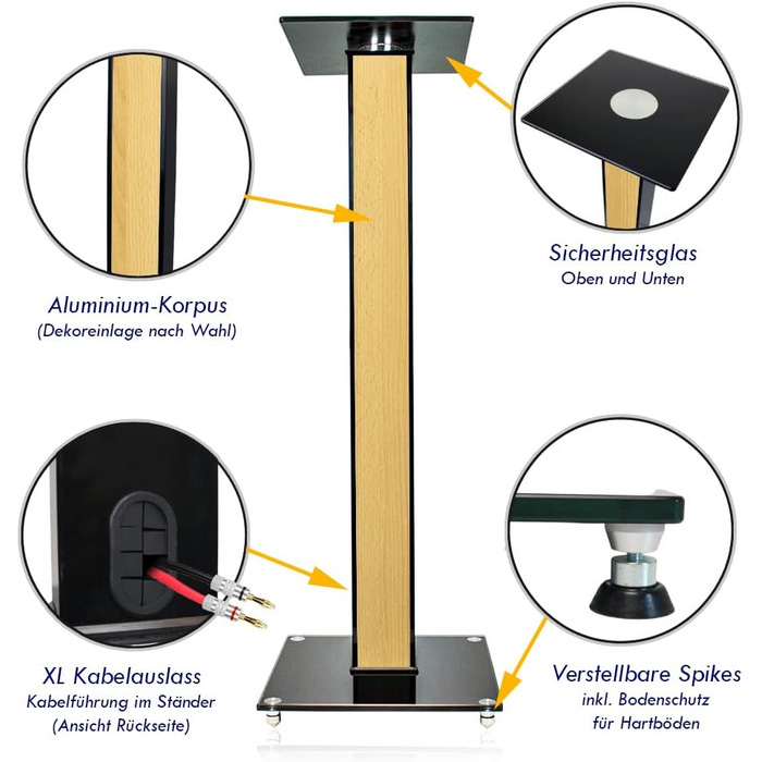 Ексклюзивні підставки для колонок BS03 чорного глянцю з декоративною вставкою (бук світлий)