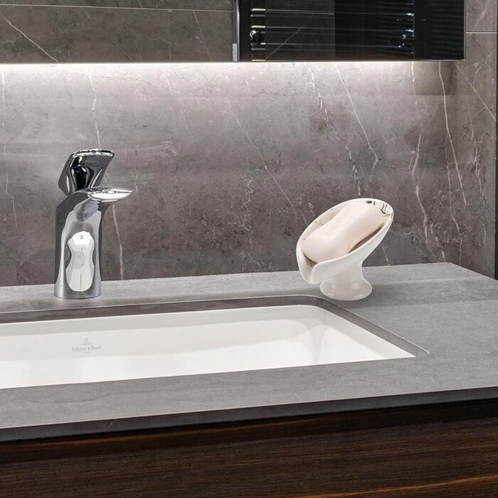 Керамічна мильниця з піддоном для води, біла. Мильниця для ванної, душу, кухні.