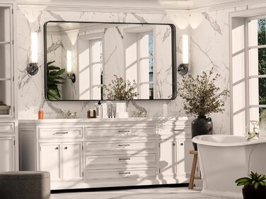 Дзеркало настінне Hasipu, 55x60 см, чорне, з глибоким рамочним дизайном для ванної кімнати, вітальні, коридору