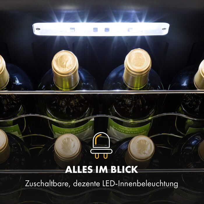Klarstein Wine Cooler Fridge - 16 Bottle, 42L Compact Wine Refrigerator with Glass Door - Indoor/Outdoor Use - 5-18°C Temperature Range - Black