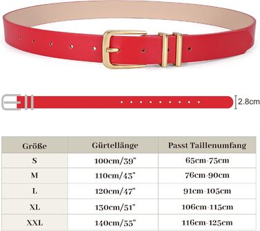 Жіночий шкіряний ремінь JasGood з золотою пряжкою для джинсів, штанів, суконь - червоний колір, розмір S (65-75 см)