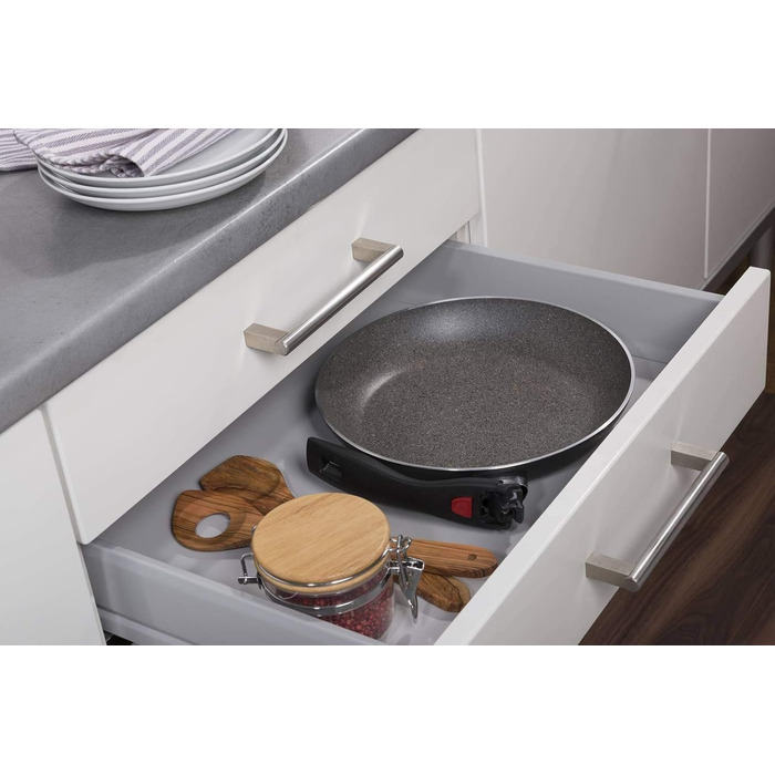 Набір сковорідок BALLARINI Click & Cook, 3 шт, антипригарне покриття Granitium, складані ручки, алюміній, 20/24/28 см, чорний-сірий