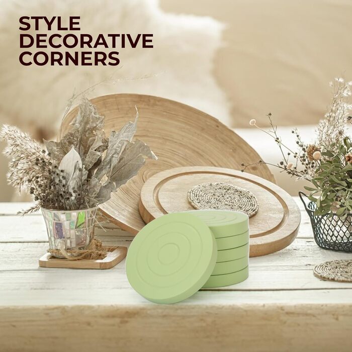 Colorful wooden coasters for drinks, set of 6 for drinking glasses, table protector for all table types, gift set for all occasions, (Pastel Pistachio Shovel, Coasters)