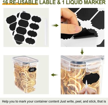 Набір контейнерів для зберігання Cinnani 2.8L (6 шт.) з кришкою, герметичні, BPA free, для круп, мюслі, макаронів, рису, борошна