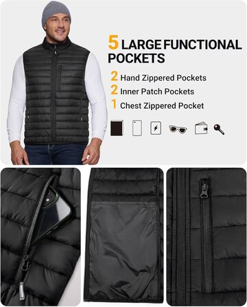 Чоловіча степкова жилетка Outdoor Ventures, чорна, XL. Ідеально для бігу, гольфу, походів та їзди на коні. Легка, пакується, гібридна модель.