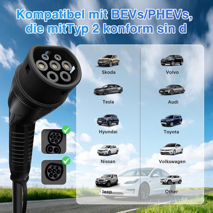 Зарядний пристрій (Wallbox) 11 кВт для електромобілів, 3 фази, 8-16A, IP65, кабель 6.8м - Tesla Model Y/3, ID.3/4/5, MG4, EX30 та ін.