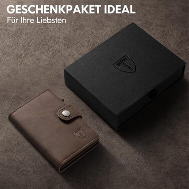 Тонкий гаманець TENBST з відділом для дрібниці, RFID захистом, з екошкіри, для чоловіків, автоматичний висувний картхолдер, коричневий, класичний