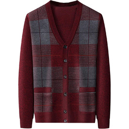 Кардиган чоловічий Аргуайл, в'язаний, з ґудзиками, з кишенями, червоний, суміш вовни