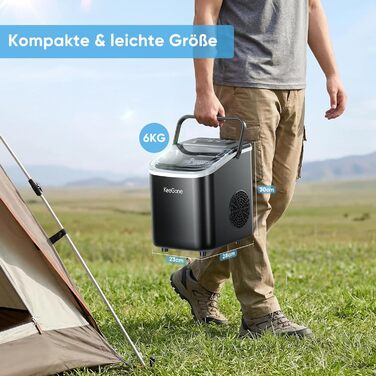 Льодогенератор портативний Klein 1.2л, 10кг/24год, самоочищення, чорний - для дому, офісу, бару
