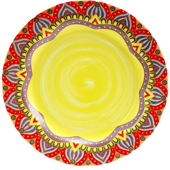 Сервіз Elama Tafelservice з кераміки, керамічний, з малюнком Мандала, багатокольоровий, круглий, зелений, 16 предметів, блакитний