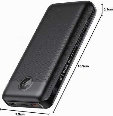 Power Bank VEGER 30000mAh 20W PD: Зовнішній акумулятор USB-C з LED-дисплеєм для iPhone, iPad, телефонів та планшетів