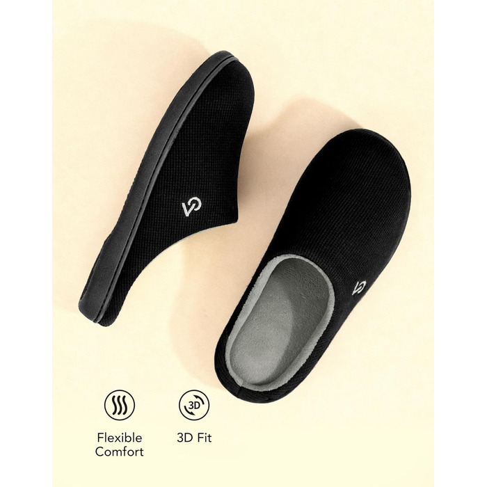 Чоловічі халапи VeraCosy з двокольоровим дизайном, устілка з Memory Foam, 44/45 EU, чорно-сірий, колір: холодний сірий