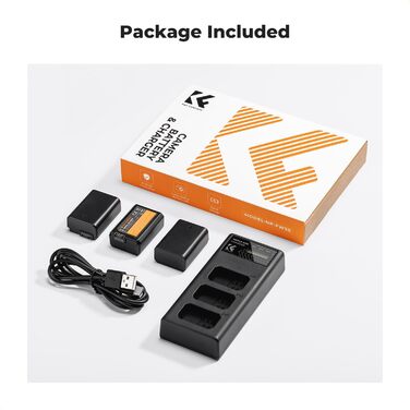 Акумулятор K&F Concept NP-FW50 1100mAh (3 шт.) з трьохслотним LCD зарядним пристроєм для Sony ZV-E10, Alpha A6000, A6300, A6400, A6500, A5000, A5100, a7, a7II, a7R, a7RII, a7S, a7SII