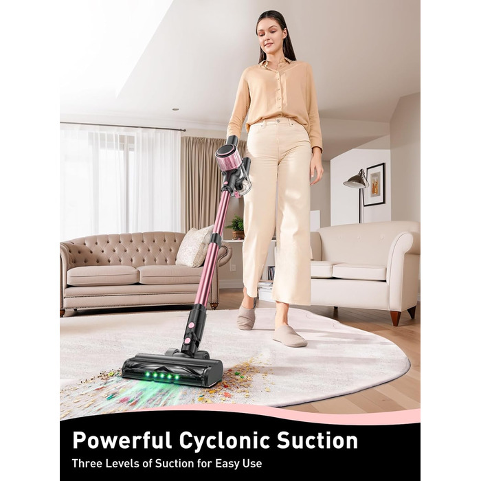 Бездротовий пилосос 8-в-1, потужний, легкий, з LED-дисплеєм, 3 режими, 45 хв, для дому, твердих поверхонь, килимів, шерсті тварин