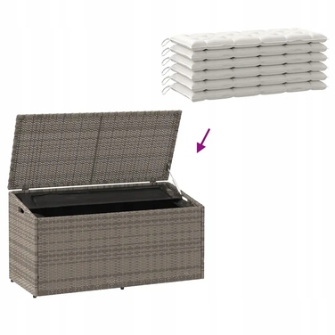 Садова скриня сіра, техноротанг PE, 110 x 50 x 50/58 см, з водонепроникною сумкою