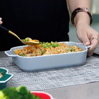 Форма для лазаньї, 2 шт., 22 x 12 см, керамічна, з ручками (блакитна)