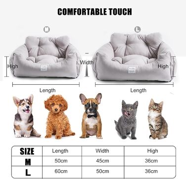 Автокрісло для собак PETCUTE - зручне, миється, з кишенею та страхувальним ремінцем, сірого кольору