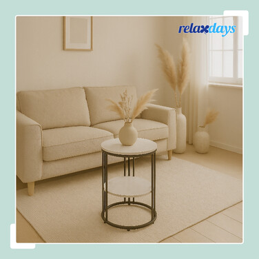 Relaxdays Side Table with Marble Look