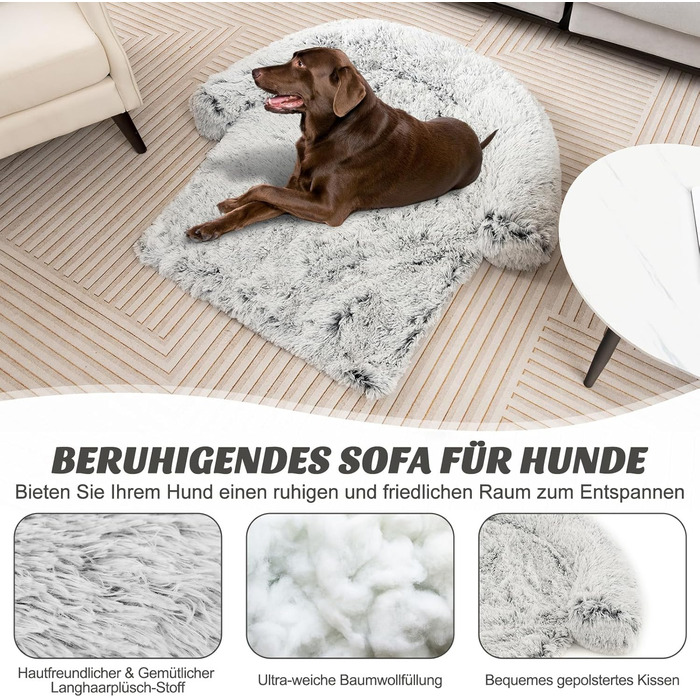 М'яке ліжко для собак Costway, захист дивану, ковдра для собак, подушка для собак, миється, плюшеве ліжко для маленьких, середніх та великих собак та котів, килимок для собак з плюшу, 112 x 101 x 18 см, сіро-білий
