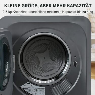 Сушарка для білизни Merax 3-4 кг, електрична сушильна машина 850 Вт з UV-стерилізацією, багаторівневою фільтрацією та захистом від перегріву, настінний монтаж, нержавіюча сталь, сіра