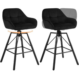 WOLTU 2-Piece Velvet Bar Stool Set with Backrest - Swivel, Padded, Metal Frame - Bistro & Counter Height Stools