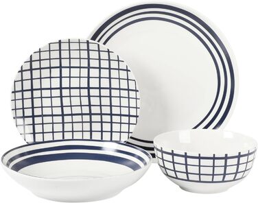 Набір посуду Gibson Home Oslo, 16 предметів (сервіз на 4 особи), білий з блакитним декором