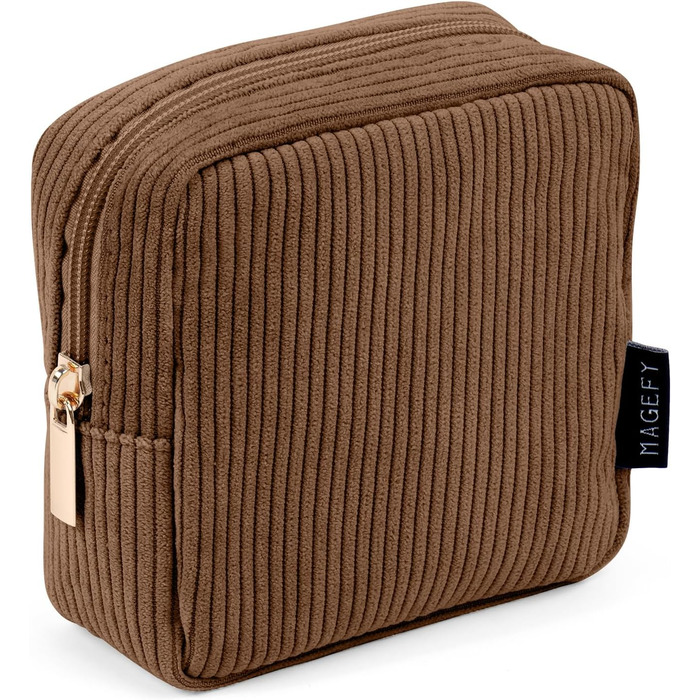 Косметичка MAGEFY: компактна, з відділеннями, з корду, для подорожей, коричнева