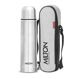 Термос Milton Thermosteel Flip Lid 1000 мл, вакуумна stainless steel пляшка для напоїв (гаряче/холодне до 24 год), герметична, срібляста