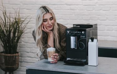 Melitta Latticia OT - Fully Automatic Coffee Machine with Milk System, Coffee Machine with Grinder for e.g. Coffee or Cappuccino, black