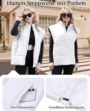 Легка степкова жилетка Daen Weste з коміром-стійкою для активного відпочинку, осінь/зима, розміри S-XXL (білий, M)