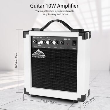 Електрогітара Eastrock E Gitarre Set 39 дюймів з аксесуарами (біла)