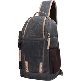 Рюкзак для камери Neuleben Sling Rucksack Vintage, водовідштовхувальний, для дзеркальної камери, з матеріалу вощений канвас, унісекс (темно-сірий)