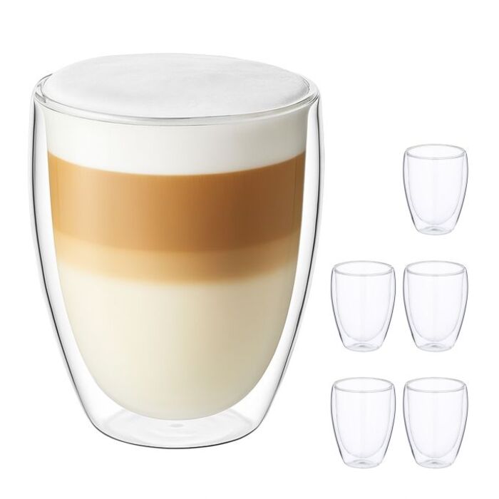 Relaxdays Double-Walled Latte Macchiato Glasses