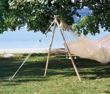 AMAZONAS Wood – Flexible hammock stand made of ash wood, 100 kg load capacity, ideal for a tree or suspension point
