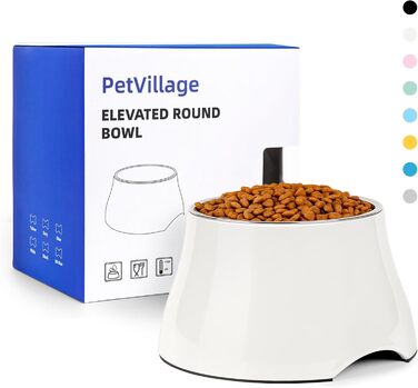 Миска для собак Petvillage: нековзна, з нержавіючою сталі, піднята, для маленьких та середніх порід, спанієлів, велика місткість (3 літри/12 чашок), білий колір